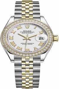 Replica 279383RBR White Roman Jubilee Rolex Lady Datejust 28mm Stainless Steel and Yellow Gold Ladies Watch
