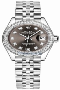 Replica 279384RBR Dark Grey Diamond Jubilee Rolex Lady Datejust 28mm Stainless Steel Ladies Watch