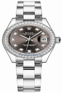 Replica 279384RBR Dark Grey Diamond Oyster Rolex Lady Datejust 28mm Stainless Steel Ladies Watch