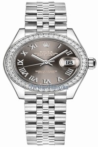 Replica 279384RBR Dark Grey Roman Jubilee Rolex Lady Datejust 28mm Stainless Steel Ladies Watch
