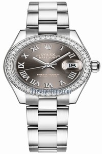 Replica 279384RBR Dark Grey Roman Oyster Rolex Lady Datejust 28mm Stainless Steel Ladies Watch