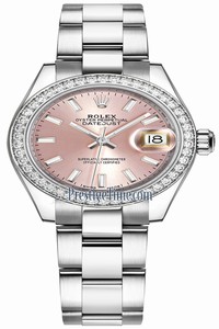 Replica 279384RBR Pink Index Oyster Rolex Lady Datejust 28mm Stainless Steel Ladies Watch