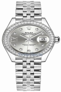 Replica 279384RBR Silver 17 Diamond Jubilee Rolex Lady Datejust 28mm Stainless Steel Ladies Watch