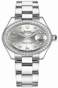 Replica 279384RBR Silver 17 Diamond Oyster Rolex Lady Datejust 28mm Stainless Steel Ladies Watch