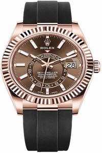Replica 326235 Chocolate Index Rolex Sky Dweller 42mm Mens Watch