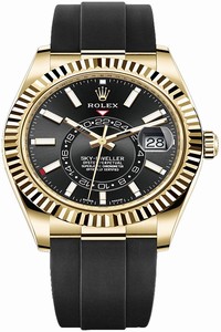 Replica 326238 Black Index Rolex Sky Dweller 42mm Mens Watch