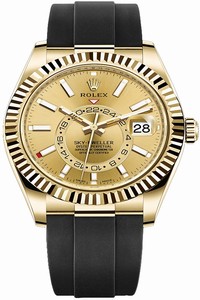 Replica 326238 Champagne Index Rolex Sky Dweller 42mm Mens Watch