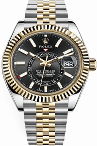 Replica 326933 Black Index Jubilee Rolex Sky Dweller 42mm Mens Watch