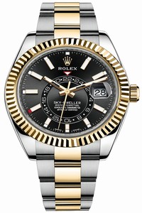 Replica 326933 Black Index Rolex Sky Dweller 42mm Mens Watch