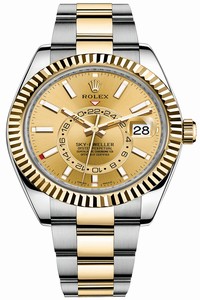 Replica 326933 Champagne Index Rolex Sky Dweller 42mm Mens Watch