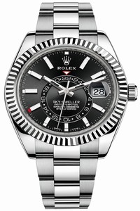 Replica 326934 Black Index Rolex Sky Dweller 42mm Mens Watch