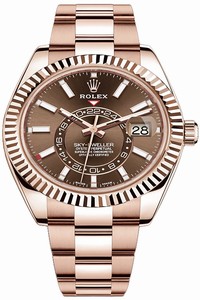 Replica 326935 Chocolate Index Rolex Sky Dweller 42mm Mens Watch