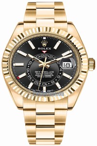 Replica 326938 Black Index Rolex Sky Dweller 42mm Mens Watch