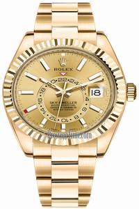 Replica 326938 Champagen Index Rolex Sky Dweller 42mm Mens Watch