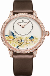 Replica j005003501 BLUE BIRDS Jaquet Droz Les Ateliers d'Art Petite Heure Minute Enamel Painting 35mm Ladies Watch
