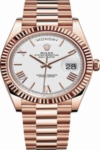 Replica 228235 White Roman Rolex Day-Date 40mm Everose Gold Mens Watch