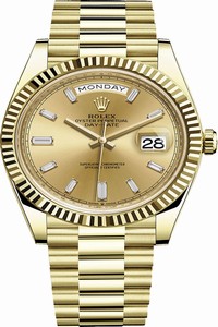 Replica 228238 Champagne Baguette Rolex Day-Date 40mm Yellow Gold Mens Watch