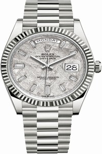 Replica 228239 Meteorite Baguette Rolex Day-Date 40mm White Gold Mens Watch