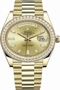 Replica 228348RBR Champagne Baguette Rolex Day-Date 40mm Yellow Gold Mens Watch