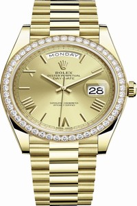 Replica 228348RBR Champagne Roman Rolex Day-Date 40mm Yellow Gold Mens Watch