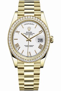 Replica 228348RBR White Roman Rolex Day-Date 40mm Yellow Gold Mens Watch