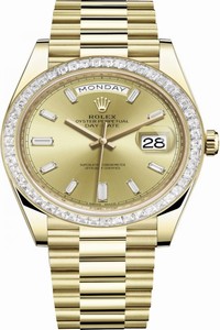 Replica 228398TBR Champagne Baguette Rolex Day-Date 40mm Yellow Gold Mens Watch