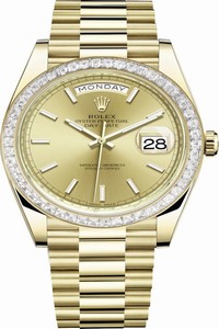 Replica 228398TBR Champagne Index Rolex Day-Date 40mm Yellow Gold Mens Watch