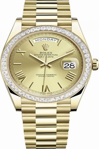Replica 228398TBR Champagne Roman Rolex Day-Date 40mm Yellow Gold Mens Watch