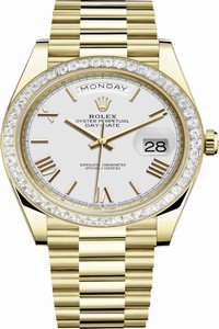 Replica 228398TBR White Roman Rolex Day-Date 40mm Yellow Gold Mens Watch