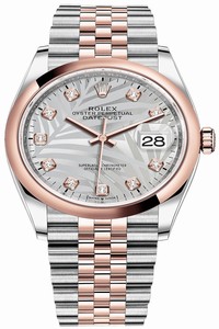 Replica 126201 Silver Palm Diamond Jubilee Rolex Datejust 36mm Stainless Steel and Rose Gold Ladies Watch