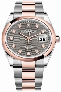 Replica 126201 Slate Fluted Diamond Oyster Rolex Datejust 36mm Stainless Steel and Rose Gold Ladies Watch