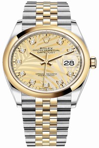 Replica 126203 Golden Palm Diamond Jubilee Rolex Datejust 36mm Stainless Steel and Yellow Gold Ladies Watch