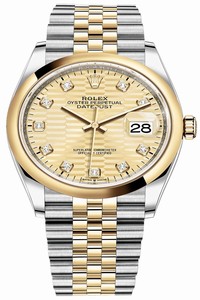 Replica 126203 Golden Fluted Diamond Jubilee Rolex Datejust 36mm Stainless Steel and Yellow Gold Ladies Watch