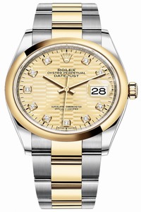 Replica 126203 Golden Fluted Diamond Oyster Rolex Datejust 36mm Stainless Steel and Yellow Gold Ladies Watch