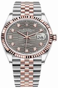 Replica 126231 Slate Fluted Diamond Jubilee Rolex Datejust 36mm Stainless Steel and Rose Gold Ladies Watch