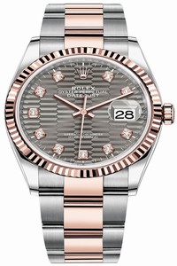 Replica 126231 Slate Fluted Diamond Oyster Rolex Datejust 36mm Stainless Steel and Rose Gold Ladies Watch