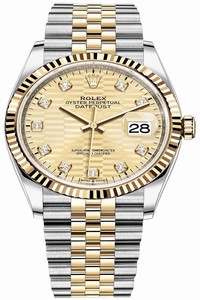 Replica 126233 Golden Fluted Diamond Jubilee Rolex Datejust 36mm Stainless Steel and Yellow Gold Ladies Watch