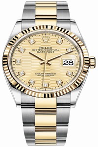 Replica 126233 Golden Fluted Diamond Oyster Rolex Datejust 36mm Stainless Steel and Yellow Gold Ladies Watch