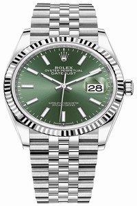 Replica 126234 Mint Green Index Jubilee Rolex Datejust 36mm Stainless Steel Midsize Watch