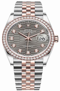 Replica 126281rbr Slate Fluted Diamond Jubilee Rolex Datejust 36mm Stainless Steel and Rose Gold Ladies Watch