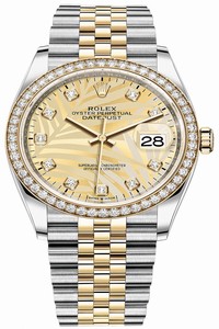 Replica 126283rbr Golden Palm Diamond Jubilee Rolex Datejust 36mm Stainless Steel and Yellow Gold Ladies Watch