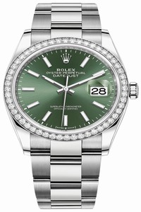 Replica 126284rbr Mint Green Index Oyster Rolex Datejust 36mm Stainless Steel Midsize Watch