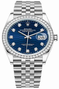 Replica 126284rbr Bright Blue Fluted Diamond Jubilee Rolex Datejust 36mm Stainless Steel Midsize Watch