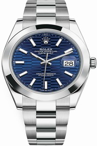 Replica 126300 Bright Blue Fluted Oyster Rolex Datejust 41mm Stainless Steel Mens Watch