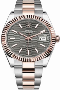 Replica 126331 Slate Fluted Oyster Rolex Datejust 41mm Steel and Everose Gold Mens Watch