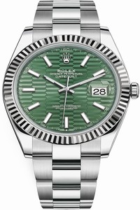 Replica 126334 Mint Green Fluted Oyster Rolex Datejust 41mm Stainless Steel Mens Watch