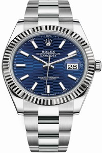 Replica 126334 Bright Blue Fluted Oyster Rolex Datejust 41mm Stainless Steel Mens Watch