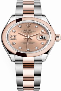Replica 279161 Rose 17 Diamond Oyster Rolex Lady Datejust 28mm Stainless Steel and Everose Gold Ladies Watch