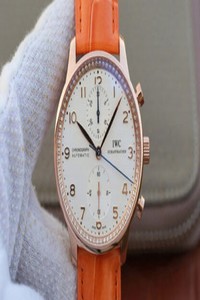 Replica IWC Portuguese ZF Factory Orange Cowhide Strap
