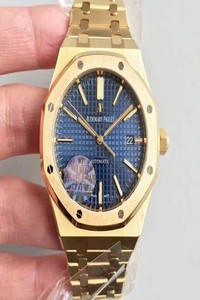 Replica Audemars Piguet Royal Oak 15400OR JF Factory Yellow Gold Blue Dial